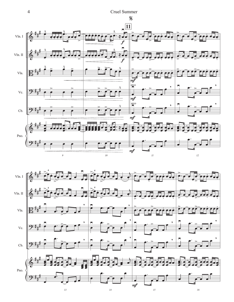 Cruel Summer String Orchestra scores gallery preview page 4
