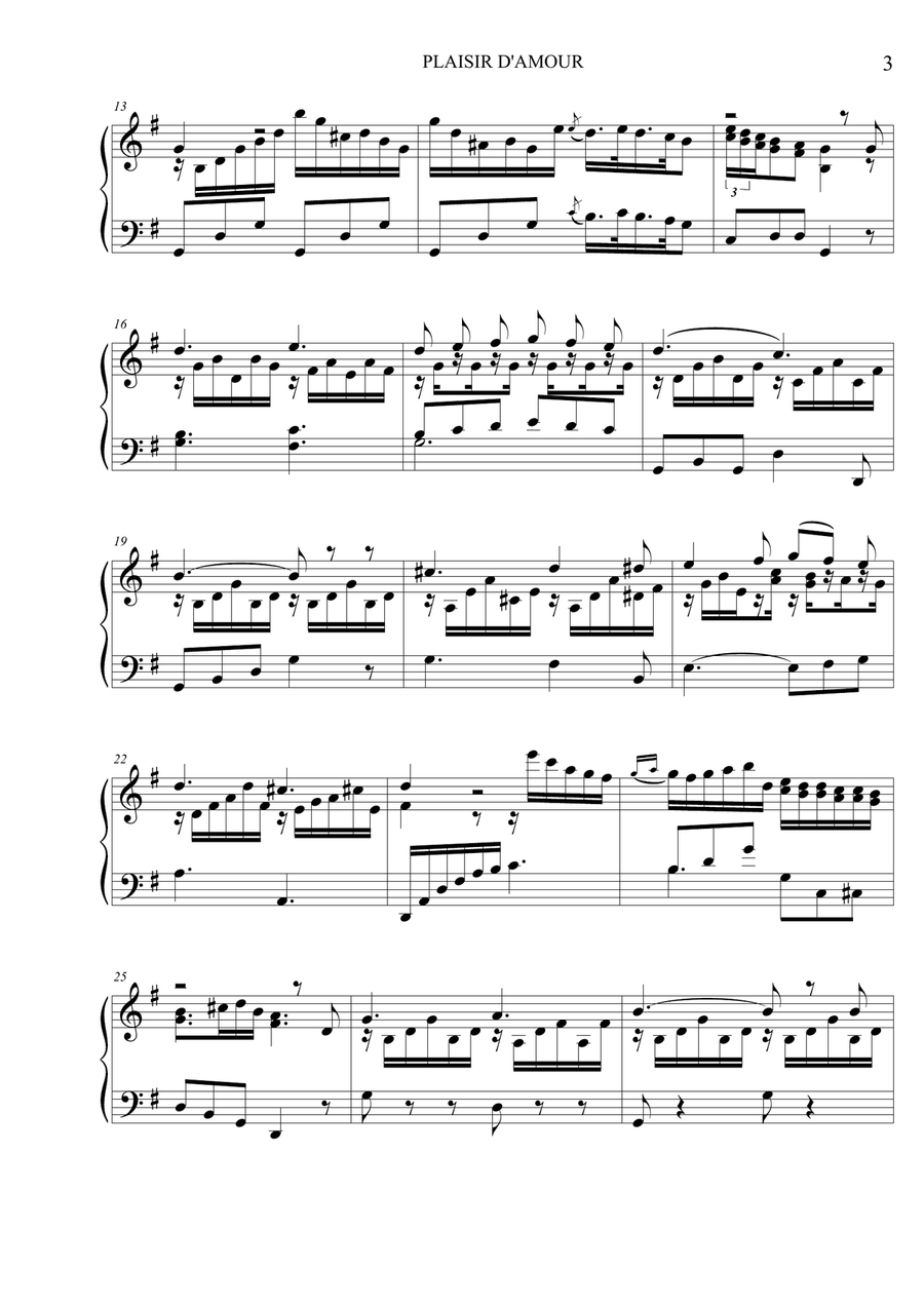 PLAISIR D'AMOUR - Martini - Arr. for Piano Piano Solo scores gallery preview page 3
