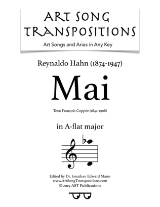 Book cover for HAHN: Mai (transposed to A-flat major)