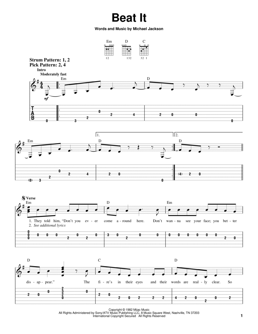 Beat It Beat It Acoustic Guitar scores gallery preview page 1