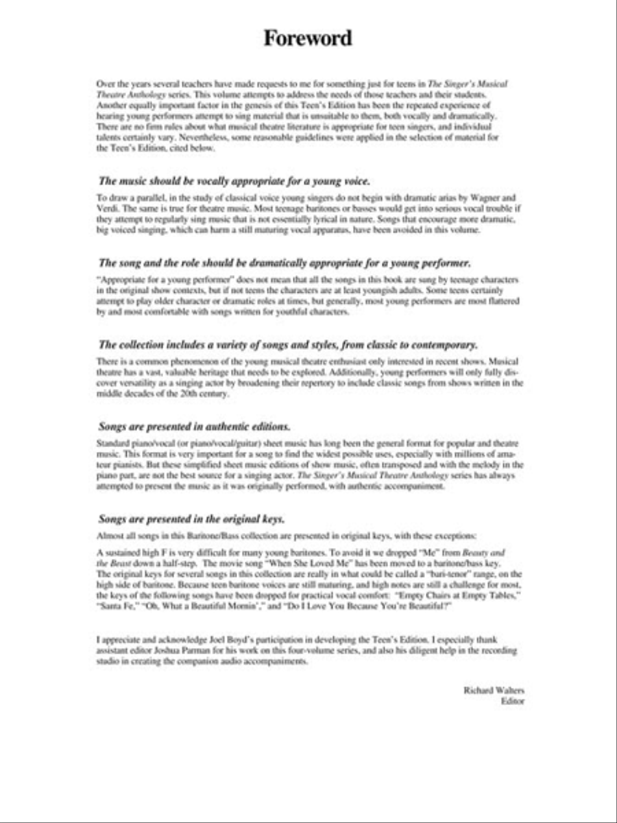 The Singer's Musical Theatre Anthology – Teen's Edition Baritone Voice scores gallery preview page 4