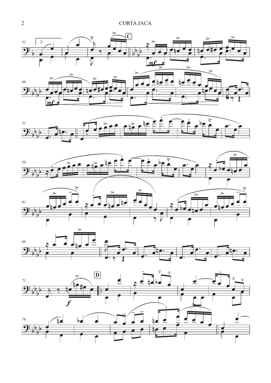 Corta Jaca (Gaucho) - Chiquinha Gonzaga for Electric Bass Classical Guitar scores gallery preview page 2