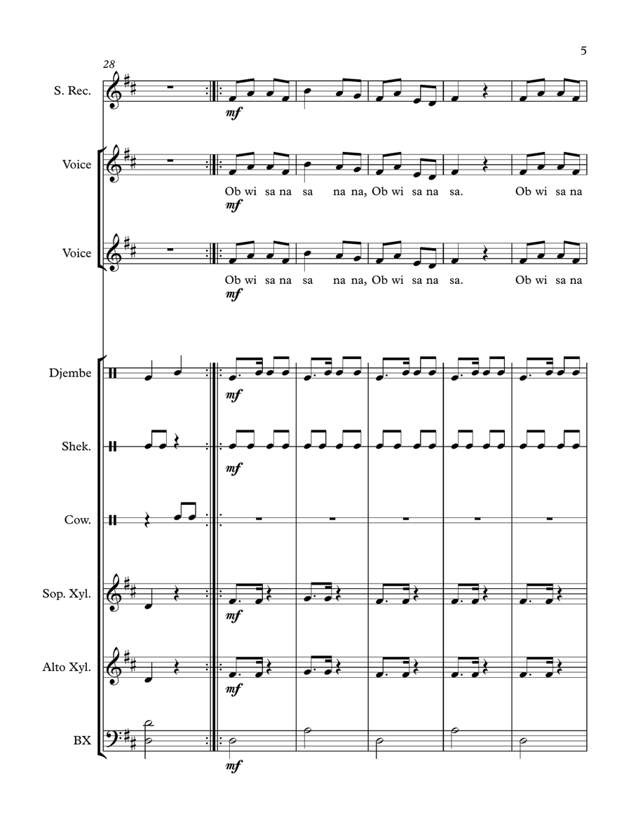 Obwisana (For Orff Ensemble) Large Ensemble scores gallery preview page 5