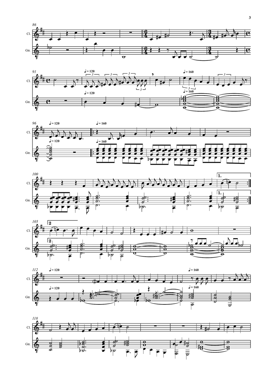 The Bringers of Beethoven for clarinet and guitar by David Warin Solomons Clarinet - Digital Sheet Music page 3