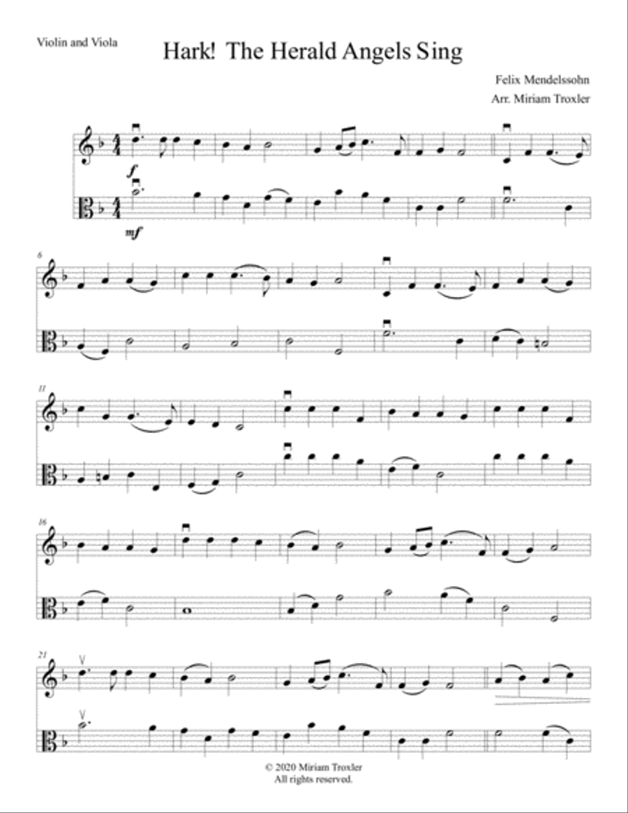 Traditional Christmas Carols for Two String Instruments: Violin and Viola String Duet scores gallery preview page 6