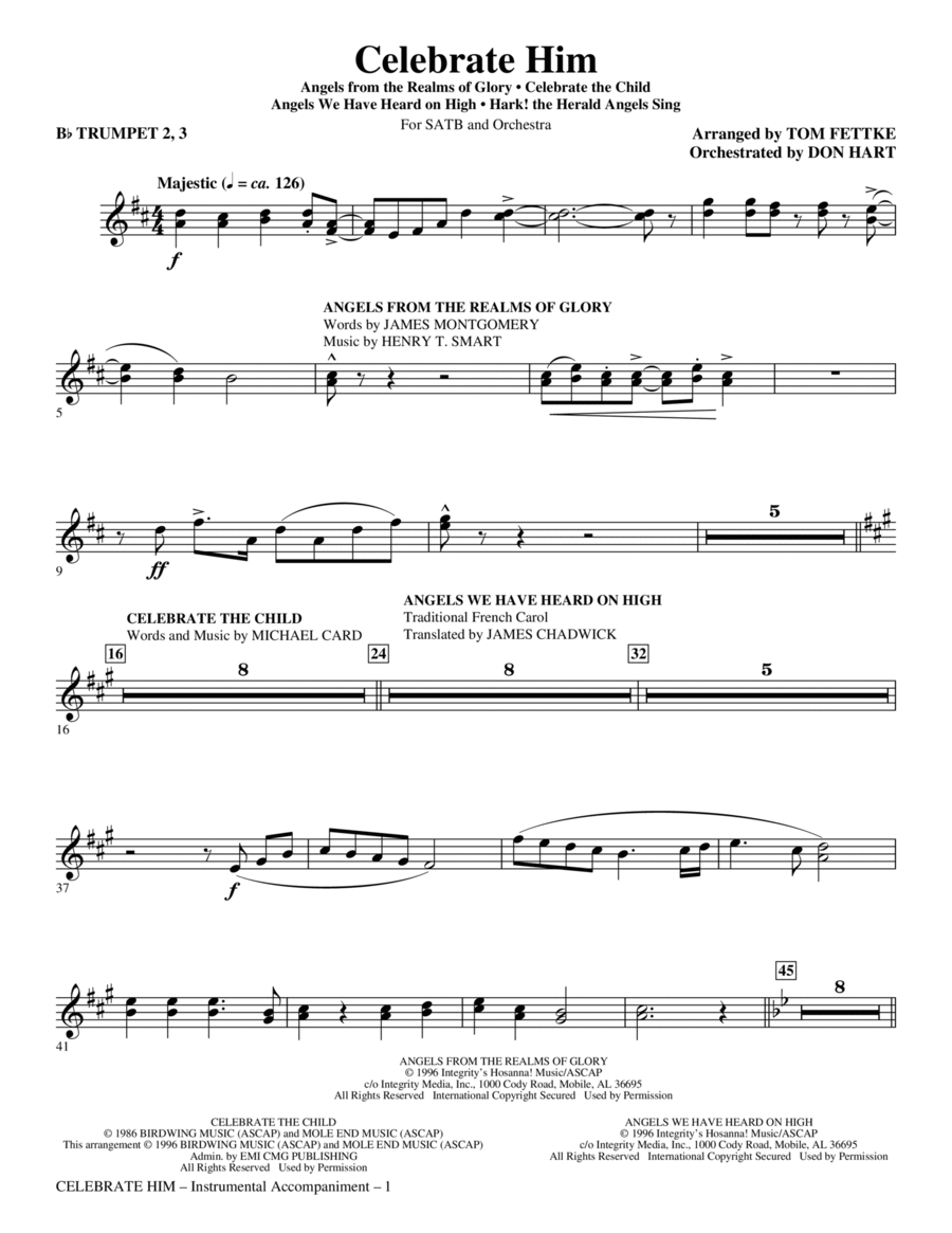 Celebrate Him (Medley) - Bb Trumpet 2,3 Choir scores gallery preview page 1