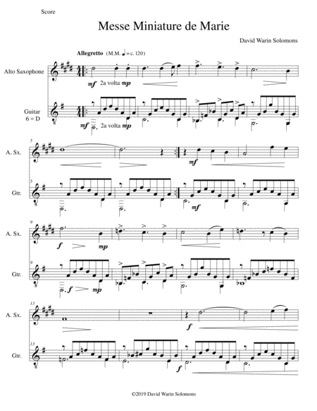Messe miniature de Marie for alto saxophone and guitar image number null