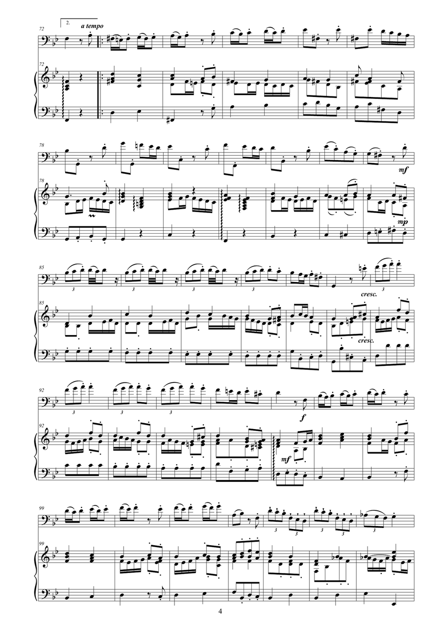 Vivaldi - Cello Sonata No.4 in B flat Op.14 RV 45 for Cello and Cembalo (or Piano) String Duet scores gallery preview page 4
