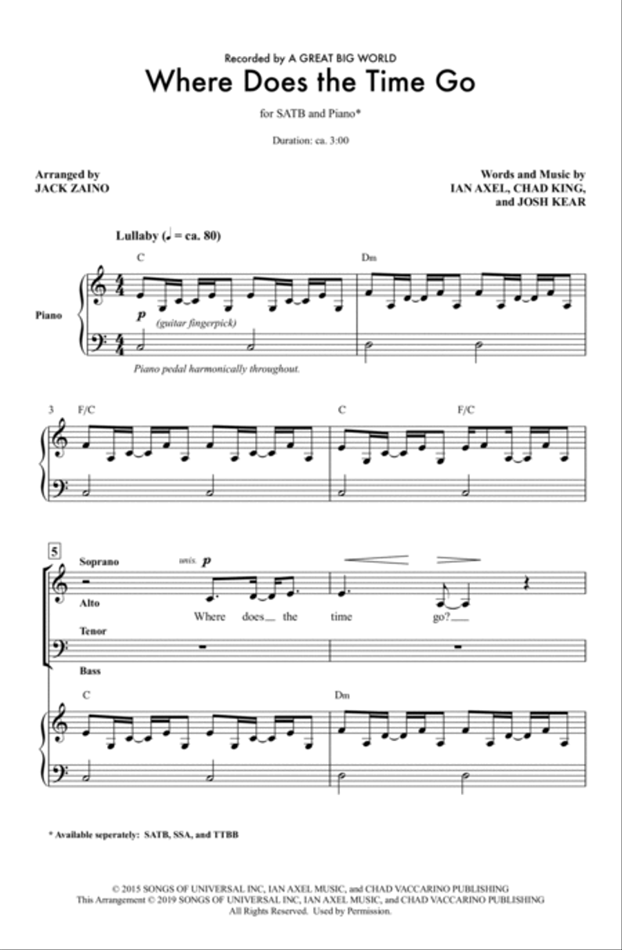 Where Does The Time Go? 4-Part scores gallery preview page 3