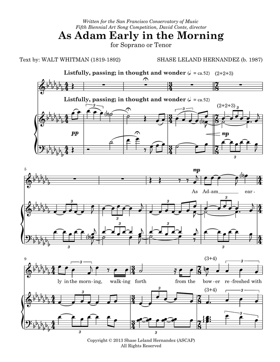 As Adam Early in the Morning Vocal Duet scores gallery preview page 1
