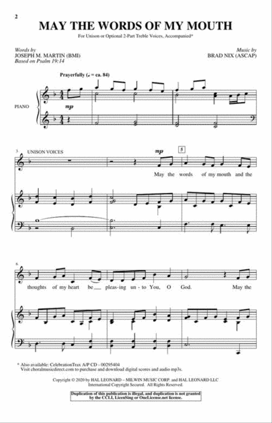 May the Words of My Mouth Unison Choir scores gallery preview page 3