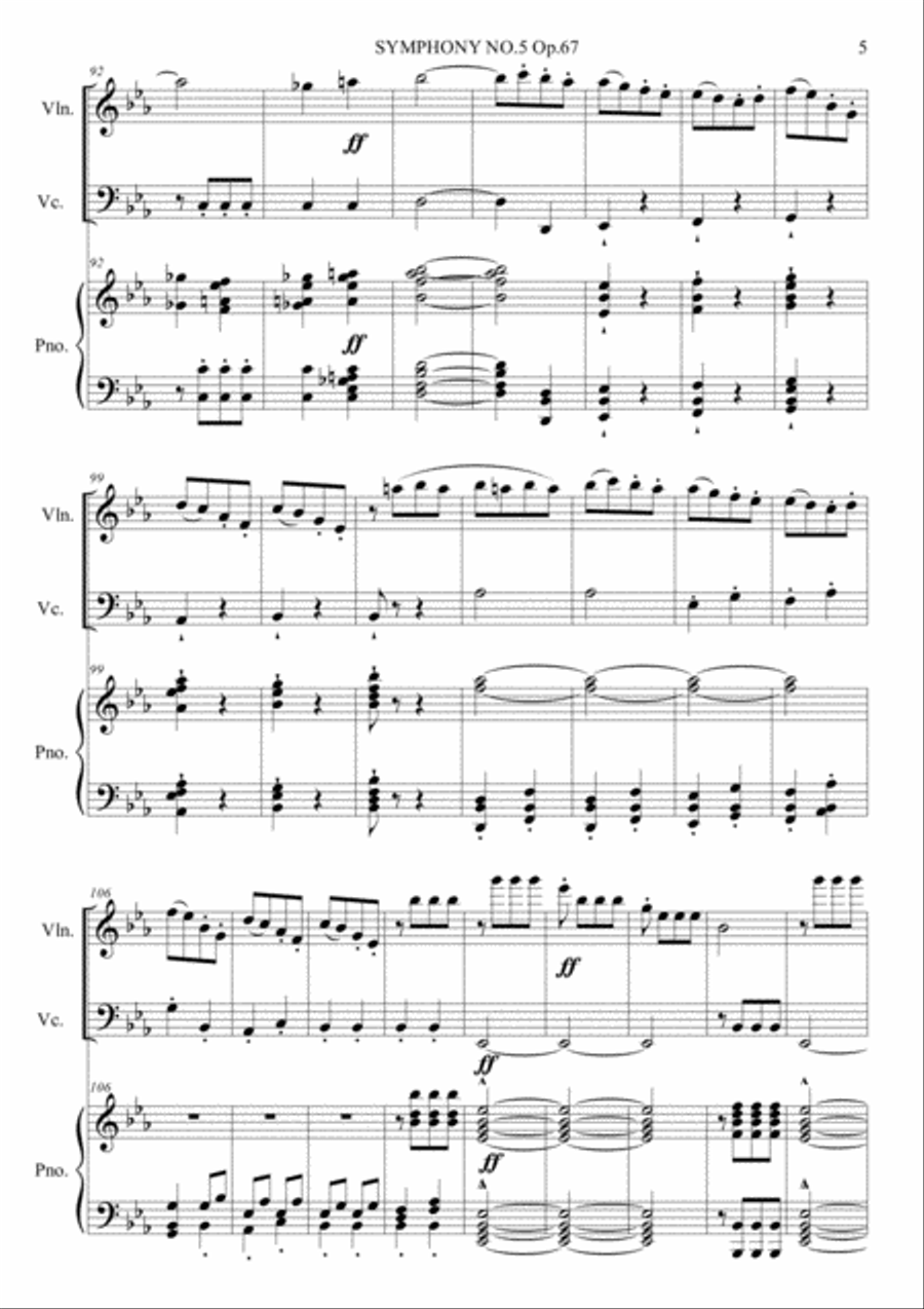 Symphony No.5 Op.67 Piano Trio scores gallery preview page 5