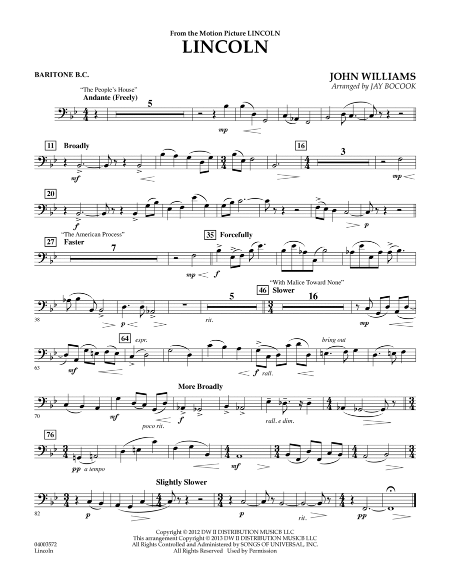 Lincoln - Baritone B.C. Concert Band scores gallery preview page 1