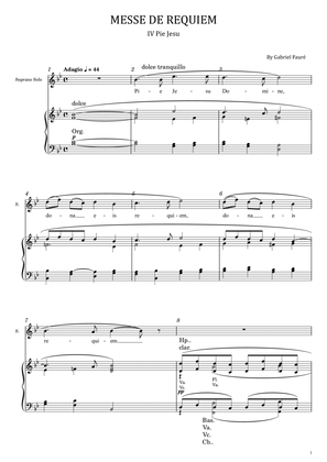 Book cover for Messe De Requiem, Op.48, IV Pie Jesu - Gabriel Fauré (SATB) - With Lyric