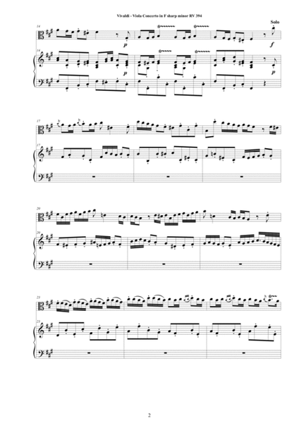 Vivaldi - Viola Concerto in F sharp minor RV394 for Viola and Piano image number null