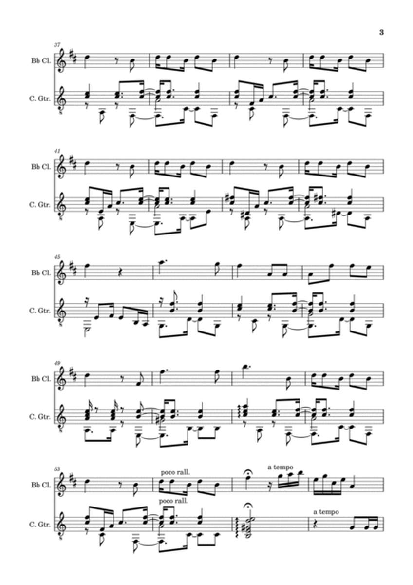 Chiquinha Gonzaga - Candomblé. Arrangement for Bb Clarinet and Classical Guitar. Score and Parts image number null