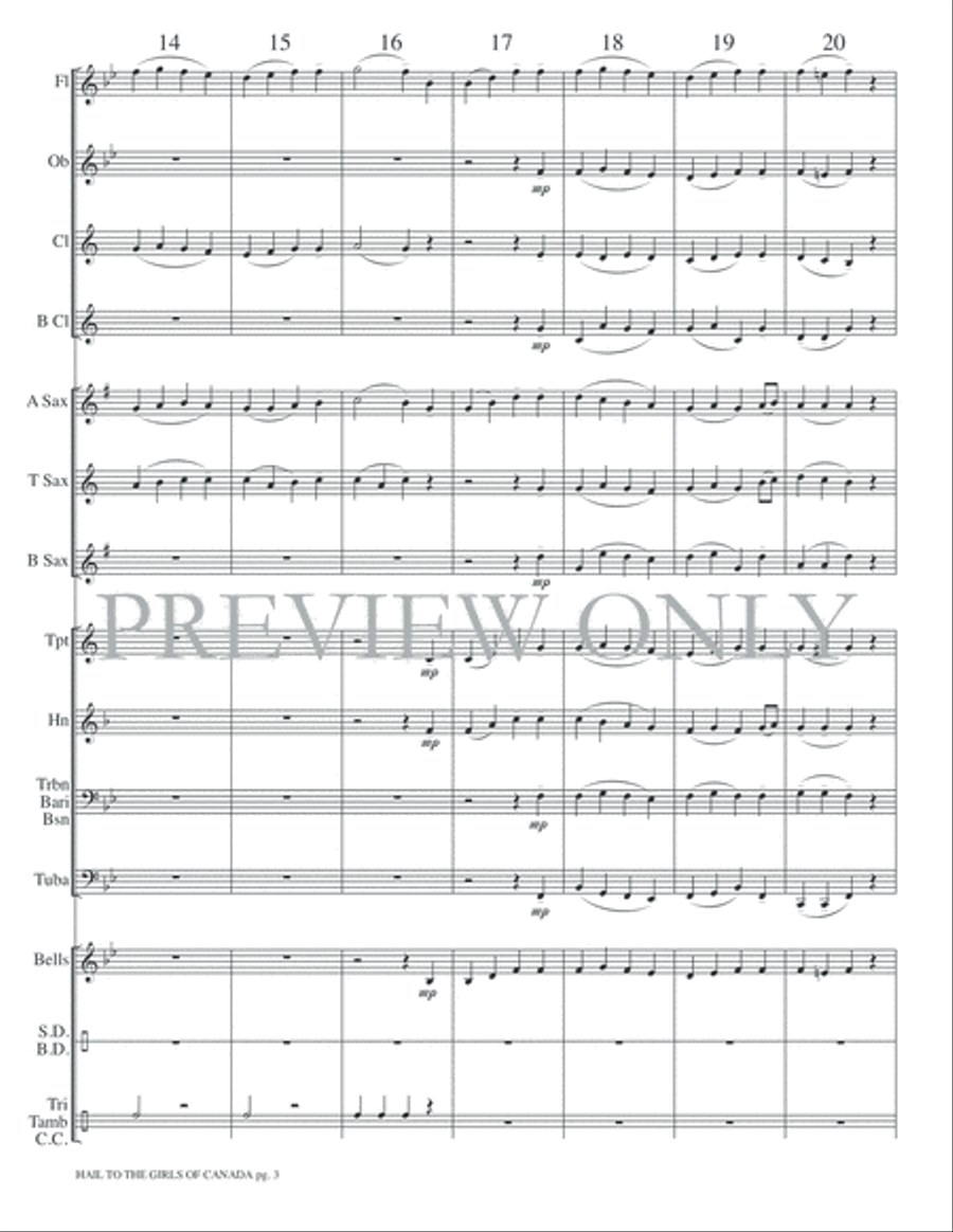 Hail to the Girls of Canada Concert Band scores gallery preview page 6