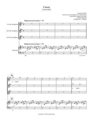 Book cover for Canon (Pachelbel) (Bb) (Alto Saxophone Trio, Keyboard)