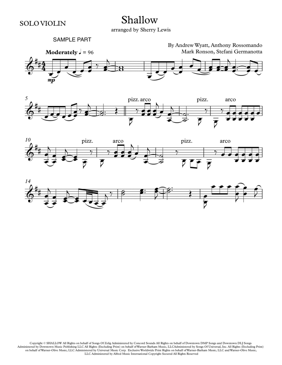 Shallow Violin Solo scores gallery preview page 1