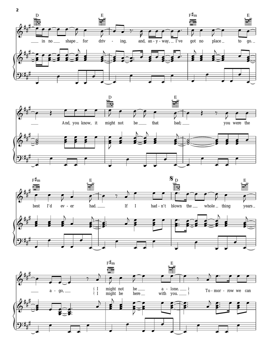 Hey Jealousy Piano, Vocal, Guitar scores gallery preview page 2