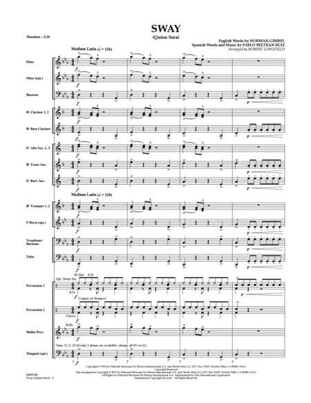 Sway (quien Sera) Dl - Conductor Score (Full Score)
