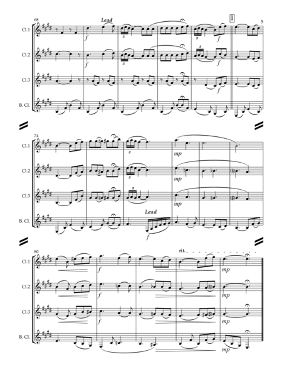 Maria, Mari! (Oh Marie) for Clarinet Quartet) Clarinet Quartet scores gallery preview page 6