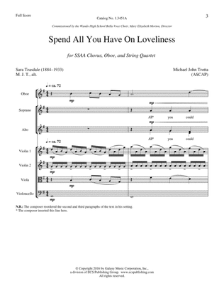 Spend All You Have On Loveliness from For a Breath of Ecstasy (Downloadable Full Score)