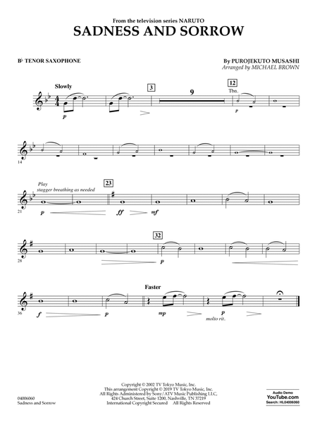 Sadness and Sorrow (from Naruto) (arr. Michael Brown) - Bb Tenor Saxophone