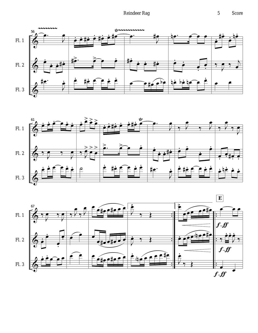 Reindeer Rag for Flute Trio Flute Trio scores gallery preview page 5