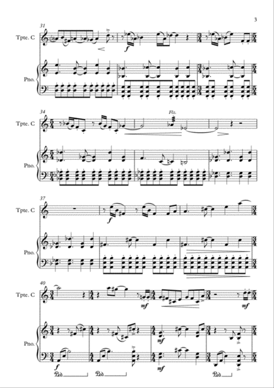 SONATINA For Trumpet and Piano by Danilo Lamas Trumpet Solo scores gallery preview page 3