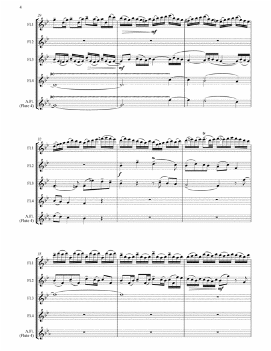 Little Fugue in G minor arranged for Flute Quartet Flute Quartet scores gallery preview page 5