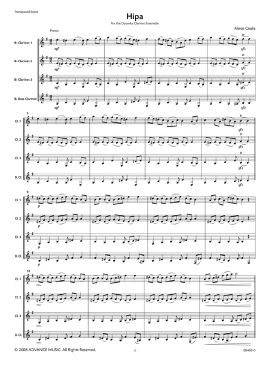 Asymetric Miniatures Asymetric Miniatures Clarinet Quartet scores gallery preview page 2