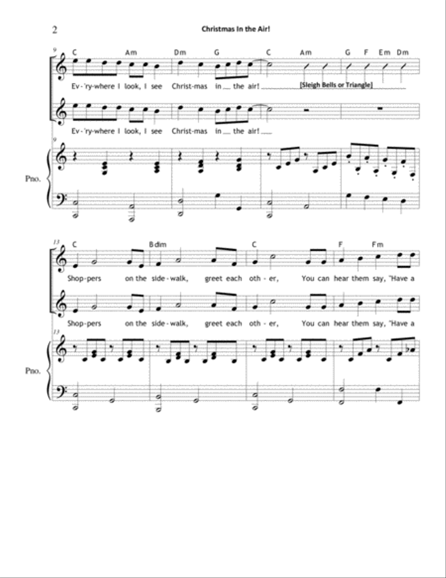 Christmas In the Air! (Unison/2-Part) SA scores gallery preview page 2