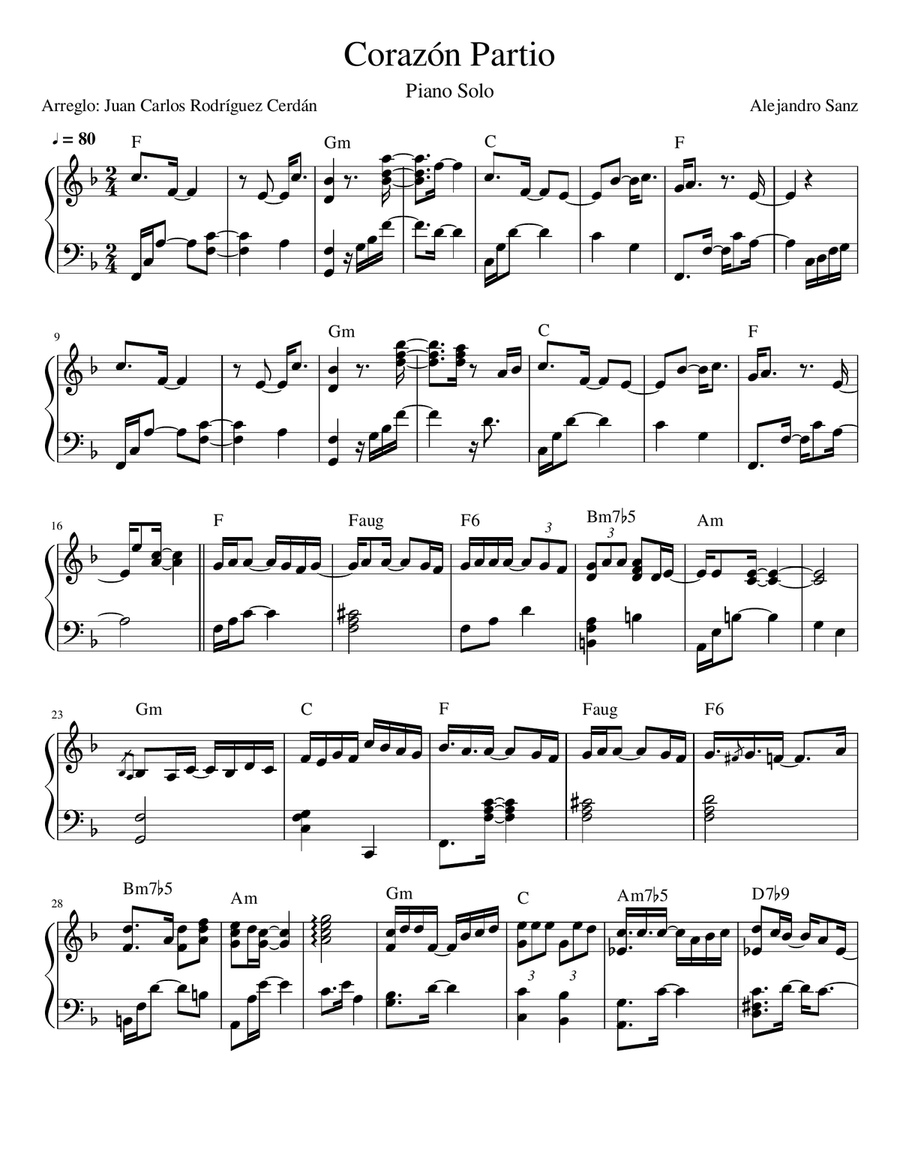 Corazon Partio Piano Solo scores gallery preview page 1