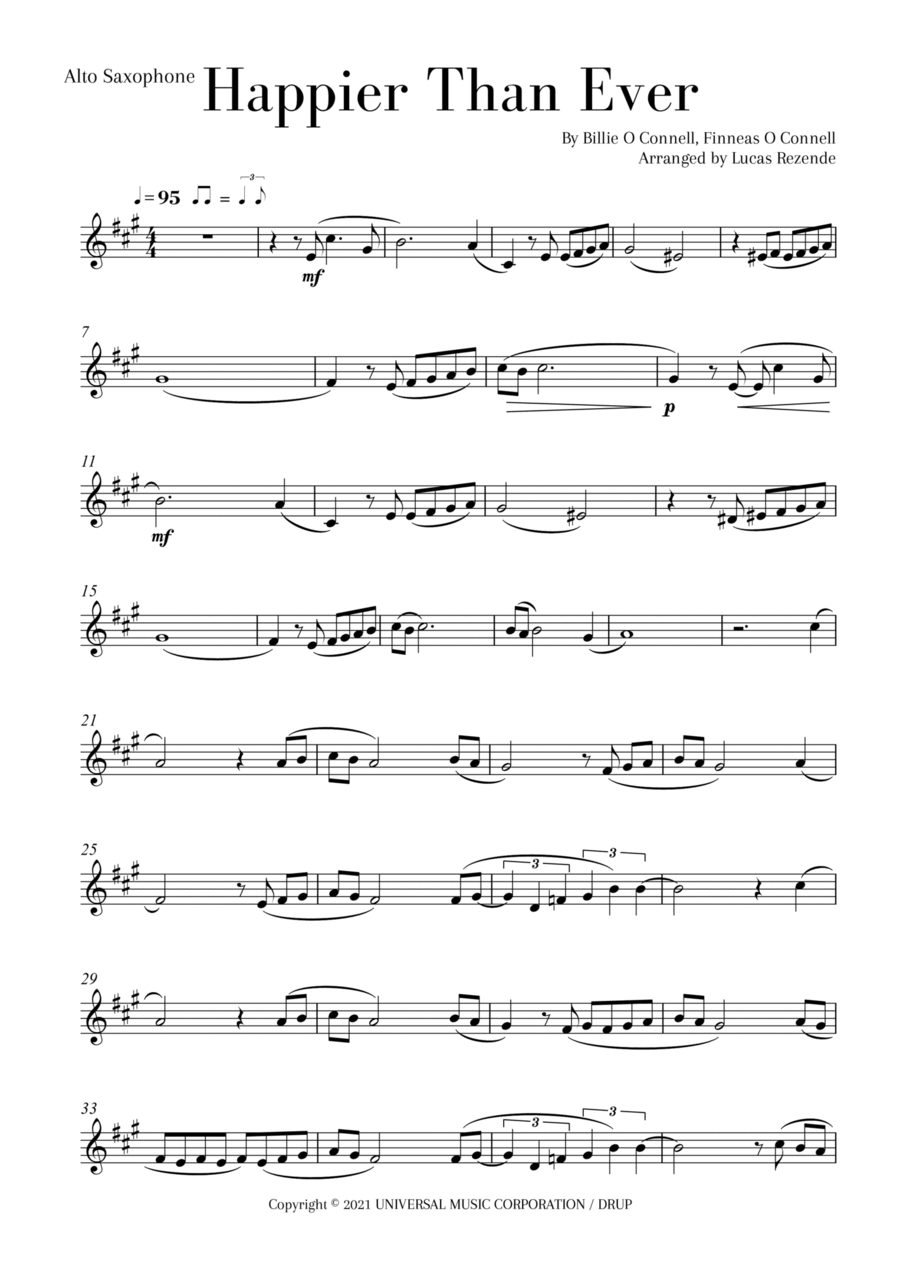 Happier Than Ever Alto Saxophone scores gallery preview page 1