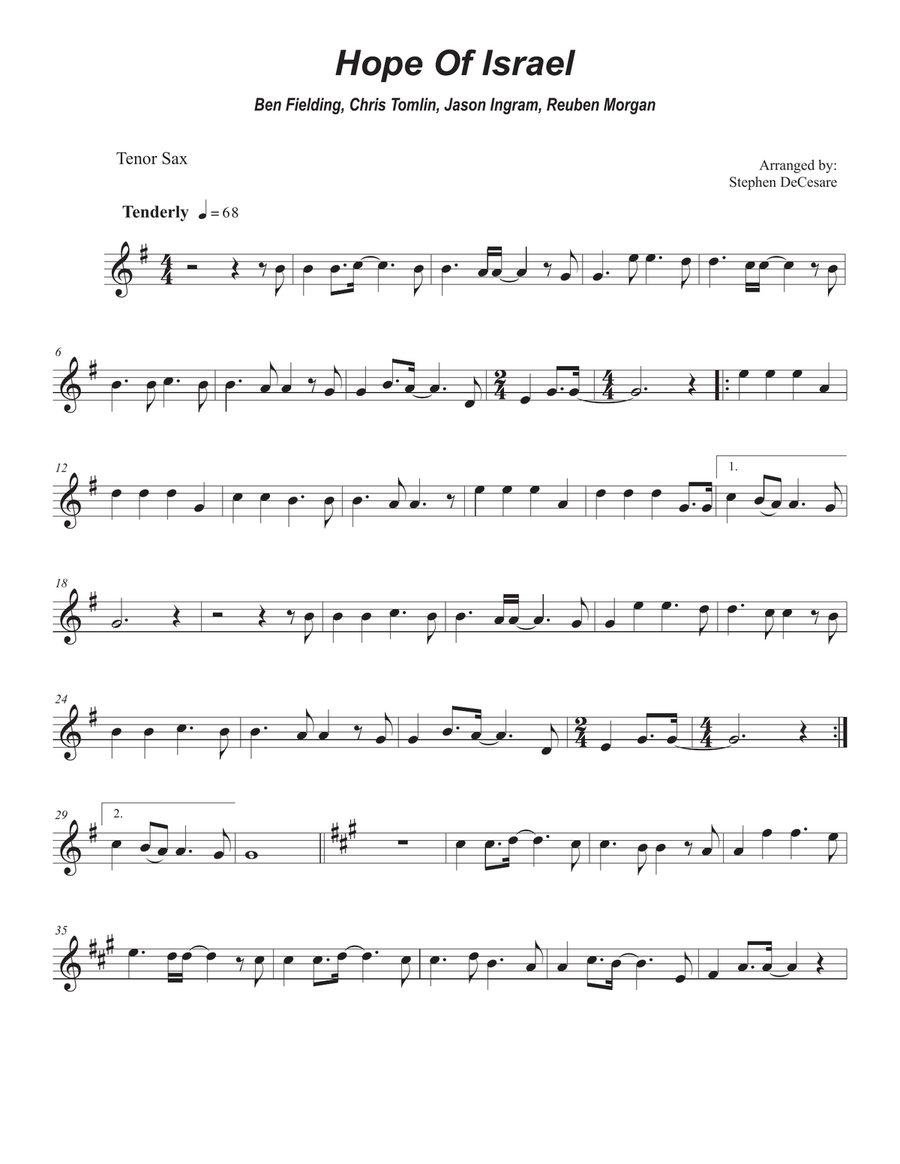 Hope Of Israel Hope Of Israel Tenor Saxophone scores gallery preview page 4