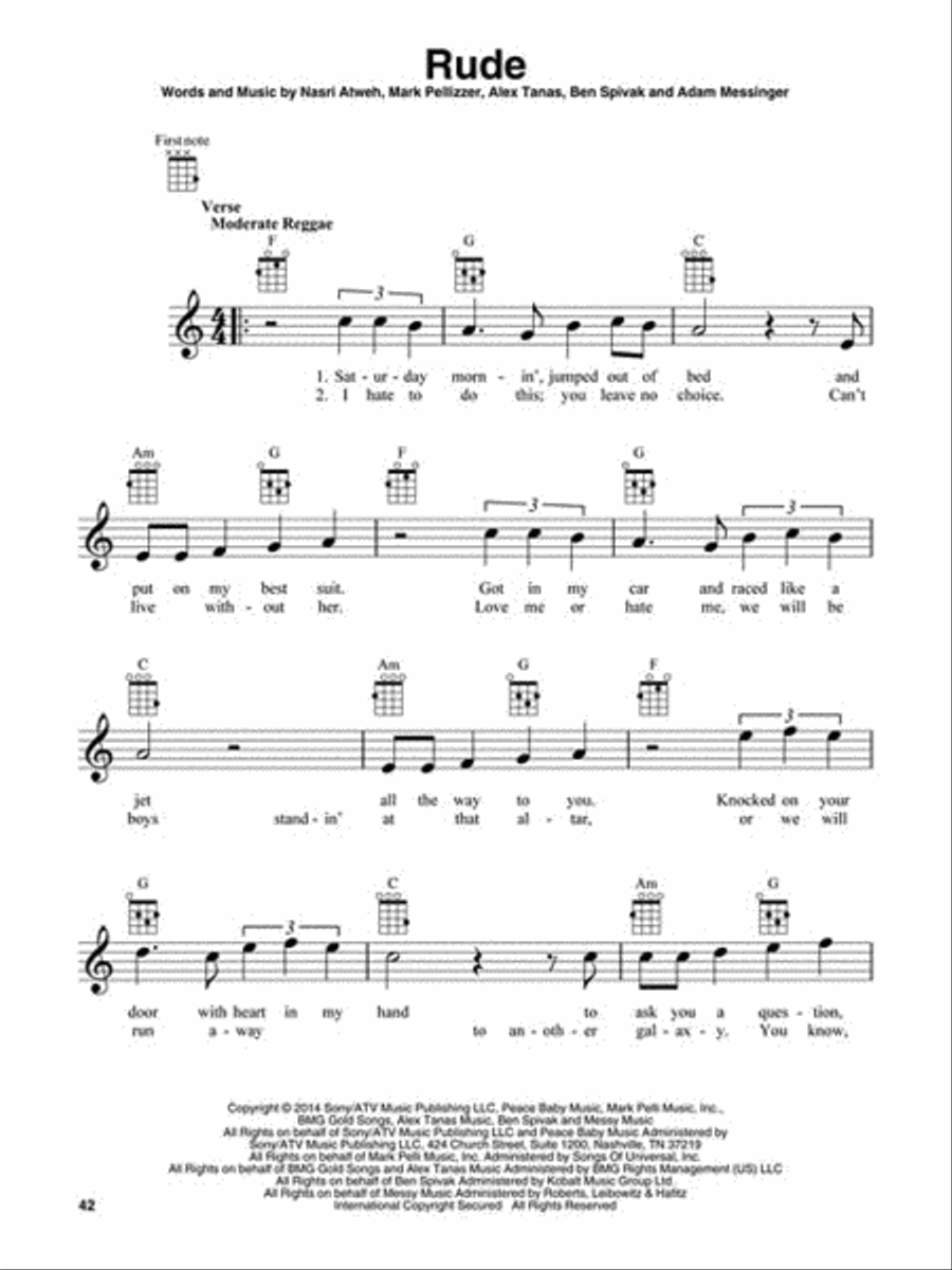 Chart Hits of 2014-2015 for Ukulele