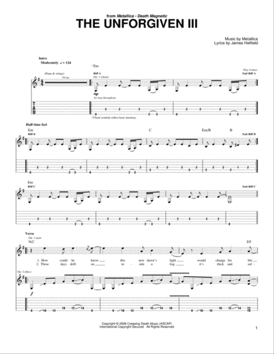 The Unforgiven III Acoustic Guitar scores gallery preview page 1
