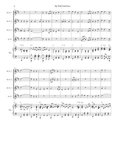 My Wild Irish Rose (Clarinet Choir and Piano) image number null