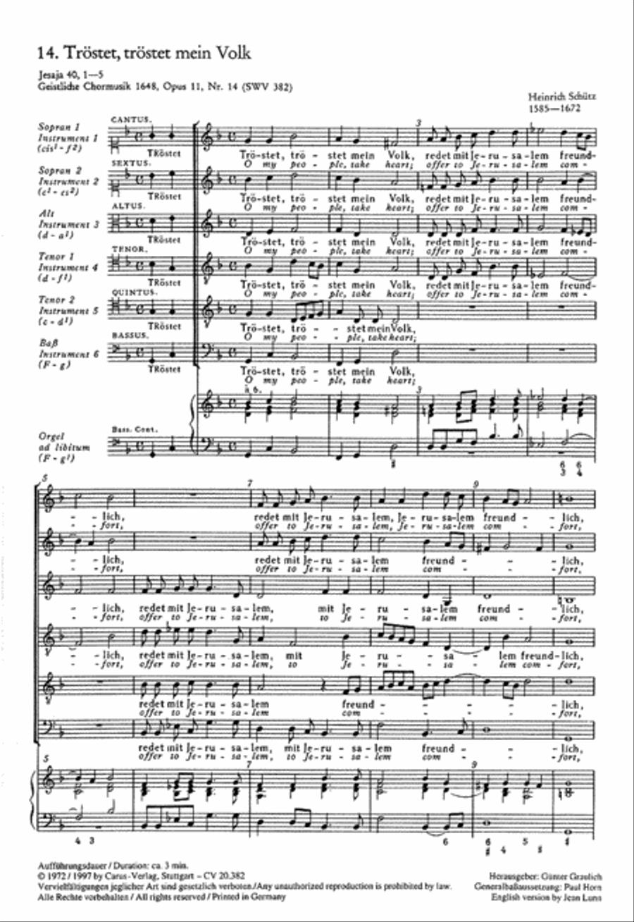 O my people, take heart (Trostet, trostet mein Volk) Choir scores gallery preview page 1