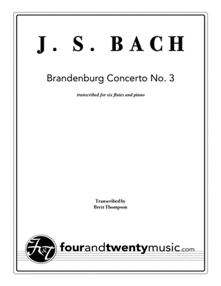 Book cover for Brandenburg Concerto no 3, transcribed for 6 flutes and piano