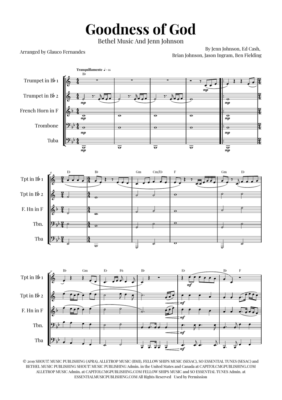 Goodness Of God Brass Quintet scores gallery preview page 1