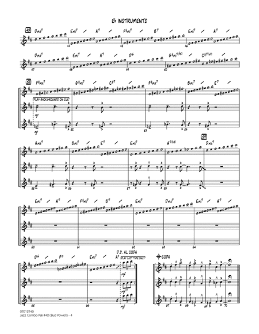 Jazz Combo Pak #42 (Bud Powell) - Eb Instruments Jazz Ensemble scores gallery preview page 4