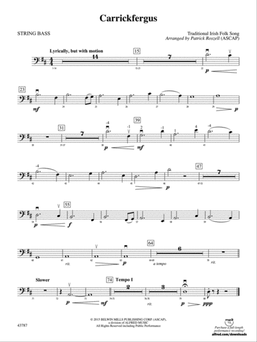 Carrickfergus: String Bass String Orchestra scores gallery preview page 1