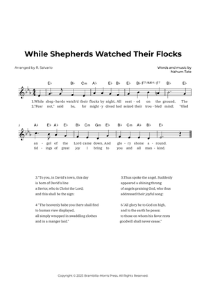 While Shepherds Watched Their Flocks (Key of E-Flat Major)