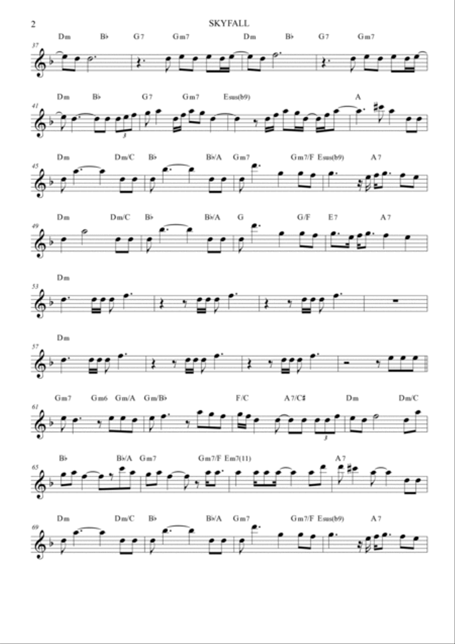 Skyfall Tenor Saxophone scores gallery preview page 2