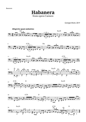Book cover for Habanera from Carmen by Bizet for Bassoon with Chords