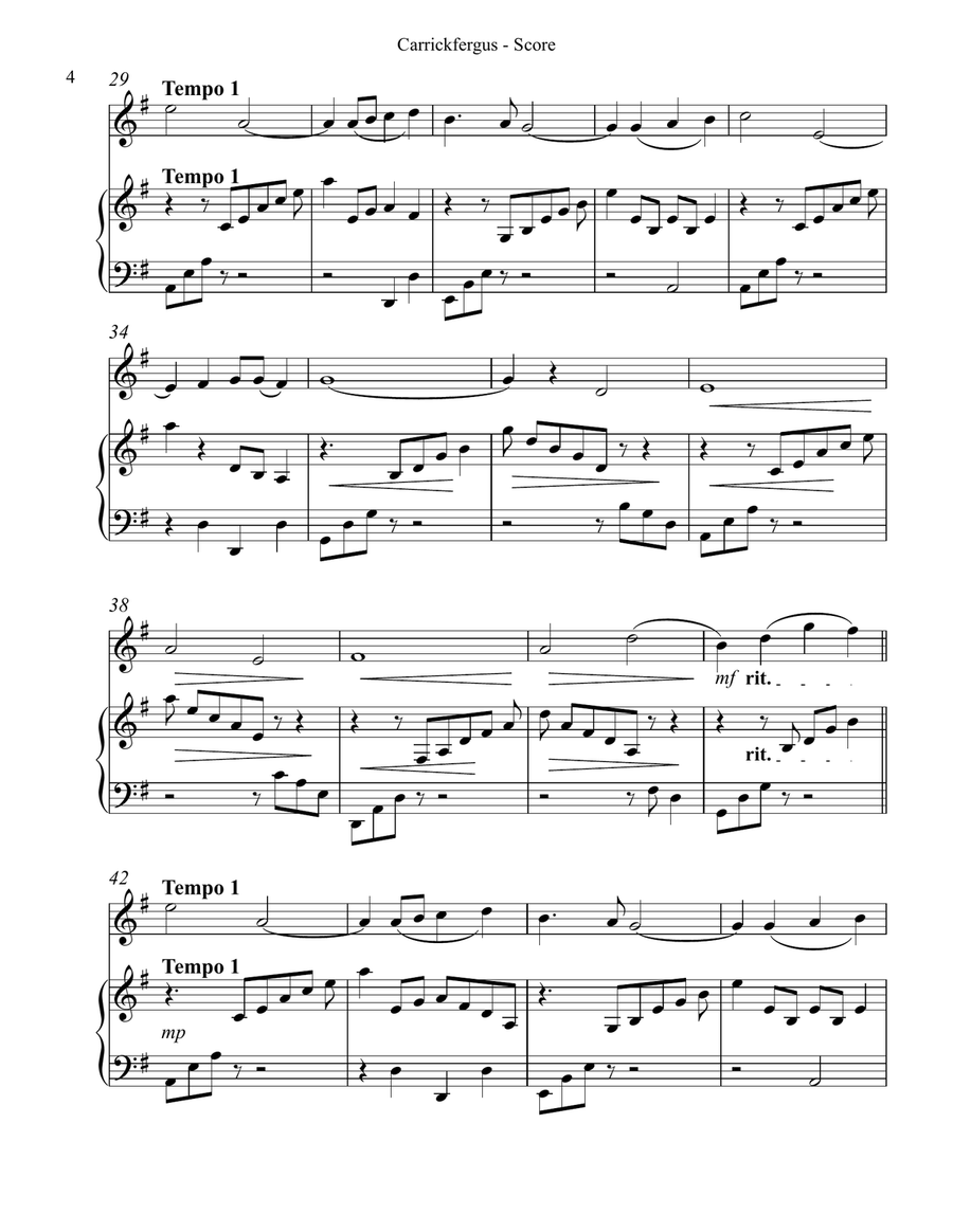 Carrickfergus for Violin & Harp String Duet scores gallery preview page 4