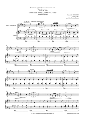 Notturno from Quartet No. 2: Tenor Sax and Piano.