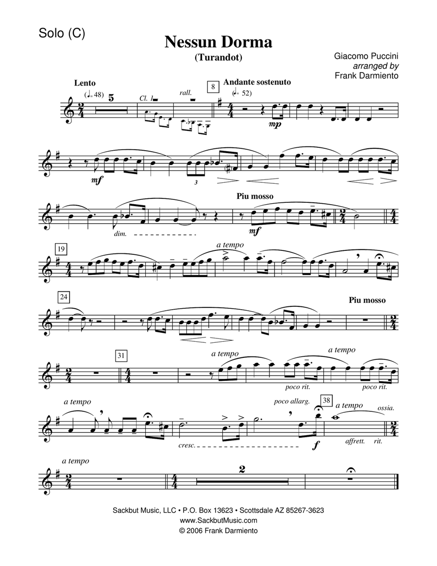 Nessun Dorma (from Turandot) - for concert band Concert Band scores gallery preview page 6